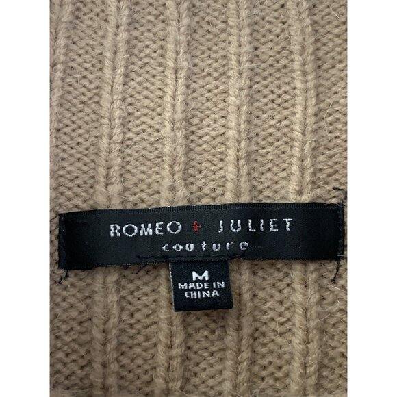 Romeo & Juliet Couture Women's Tan Cable Knit Mock Neck Sweater Size Medium - Picture 6 of 10